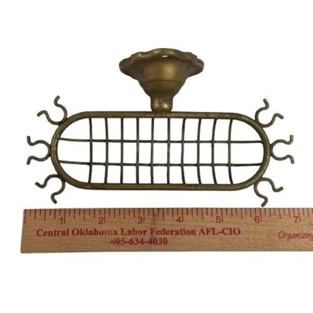 Vintage Old Retro Bathroom Soap Dish Holder Brass Wall Mounted w/ Sponge Hooks